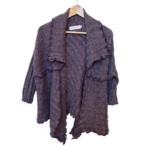 Pretty Angel Whimsigoth Cardi Fuzzy Loose Knit Patchwork has FLAW size M